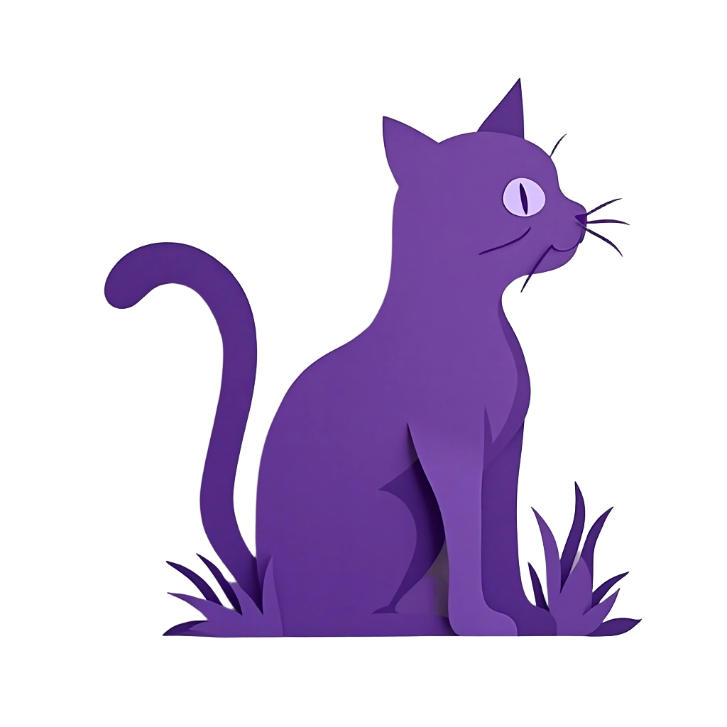 Purple Cat in the Grass